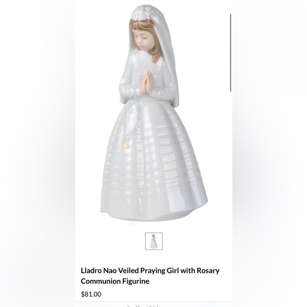 Ilardo Nao praying girl figurine. White ceramic